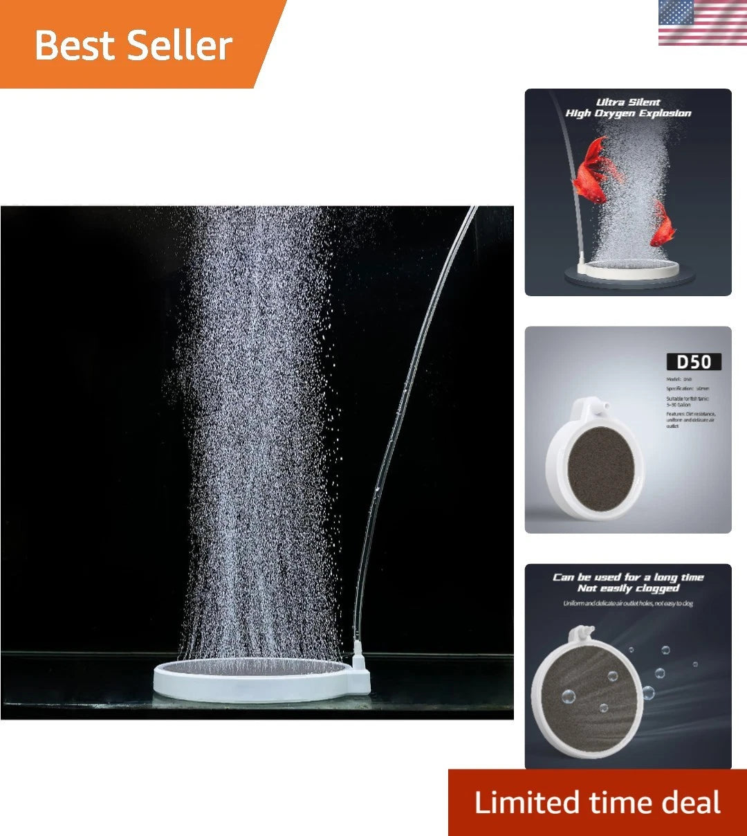 97-Inch Nano Air Stone Bubbler for 5-30 Gallon Fish Tanks