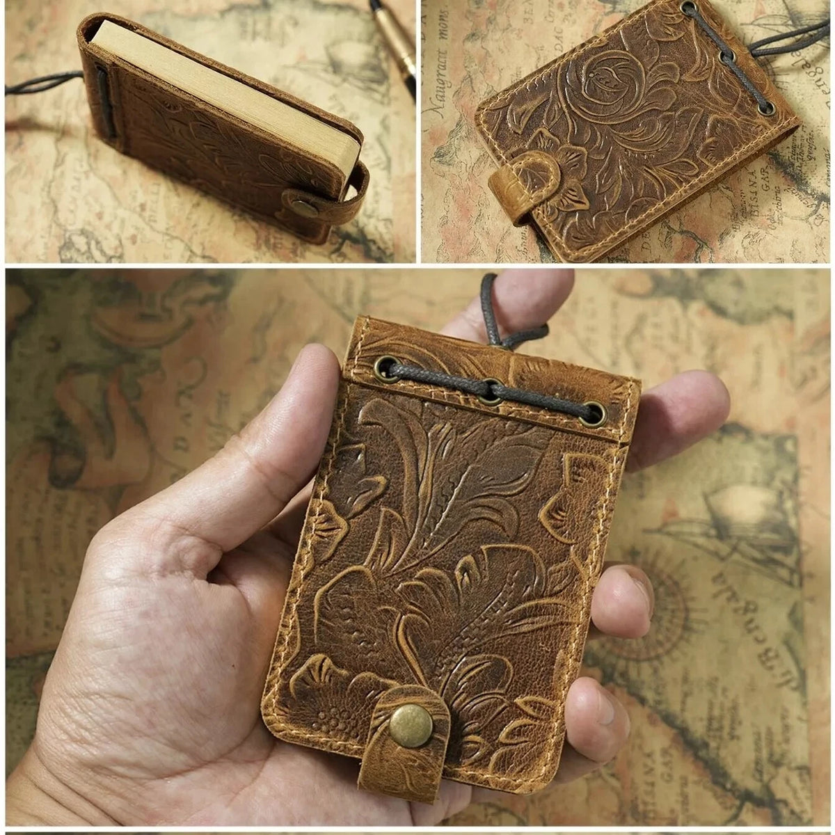 Vintage Leather Journal Notebook for Writing (Portable Pocket)