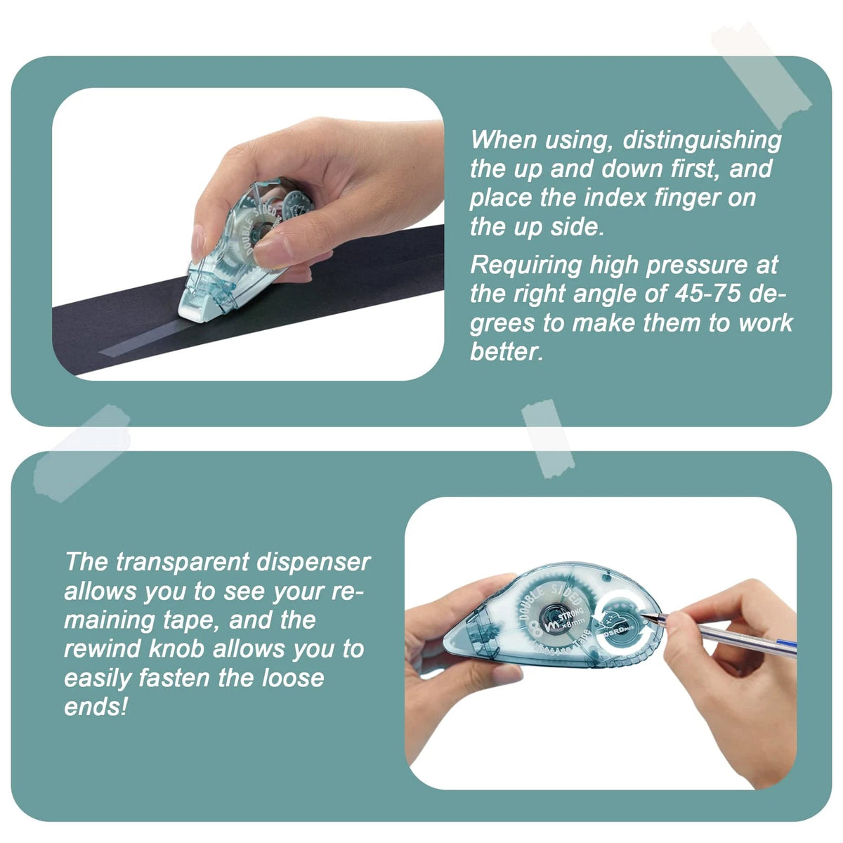 Set of 4 Double Sided Adhesive Tape Rollers for Scrapbooking