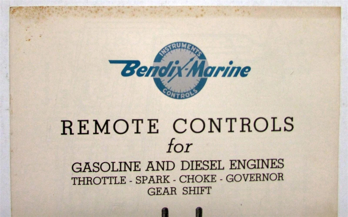 Bendix Marine Remote Controls for Gas & Diesel Engines (1930s)