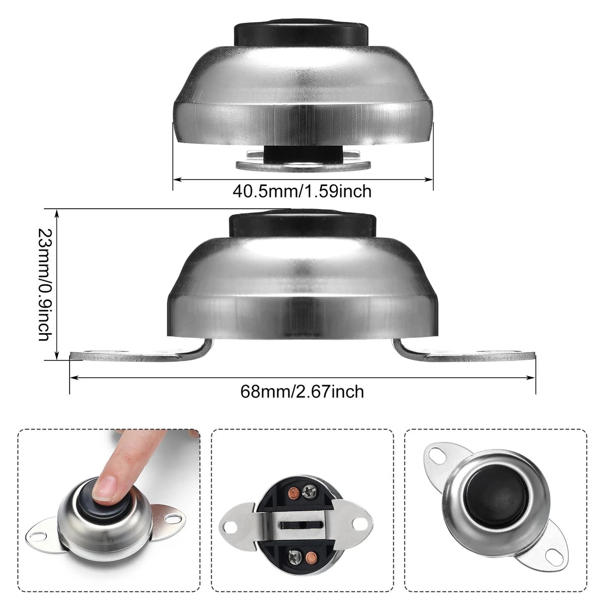 3 Pcs Flush Mount Horn Button Switch for Universal Cars