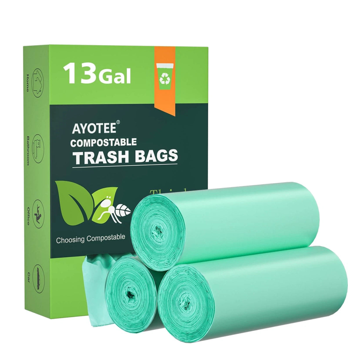 Compostable Trash Bags 13 Gallon for Tall Kitchen (45 Count)