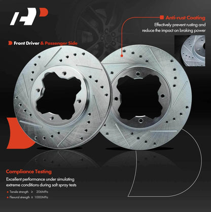 Set of 2 Front Side Drilled Brake Rotors for Honda Accord (1990–1997) S-3287
