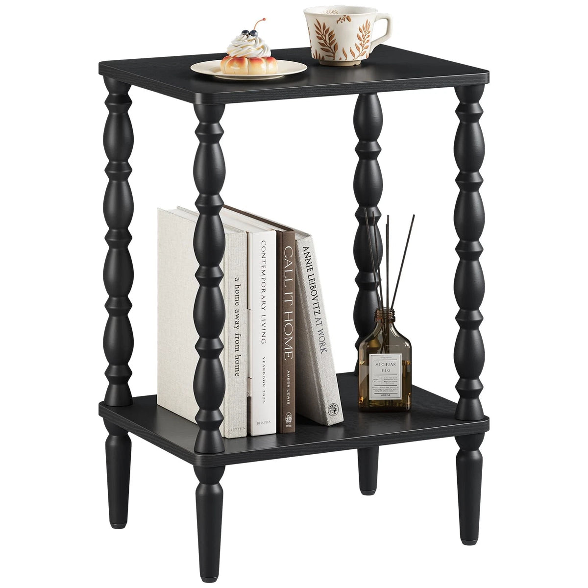 2-Tier Wood End Table for Living Room