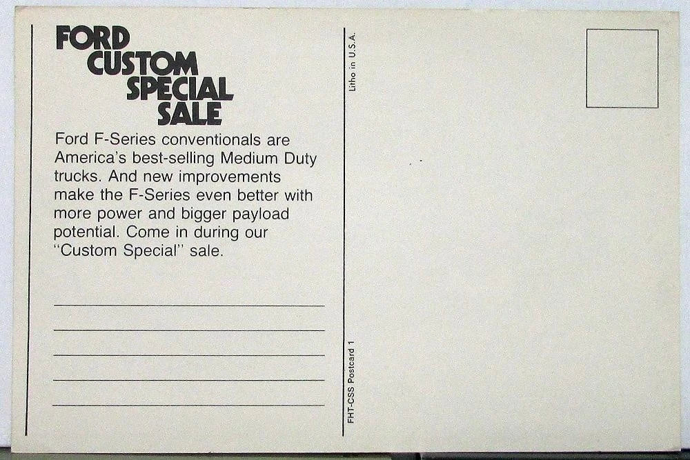 Set of 2 Post Cards for Ford Truck F-Series (1970s)