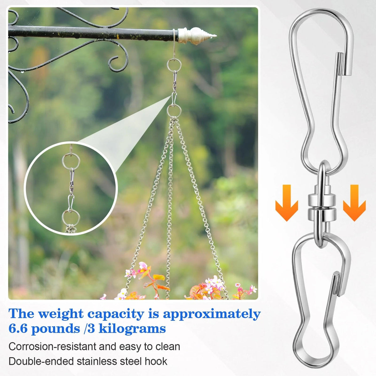 6 Pcs Silver Swivel Hook for Wind Chime Parts (360 Smooth Spinning)