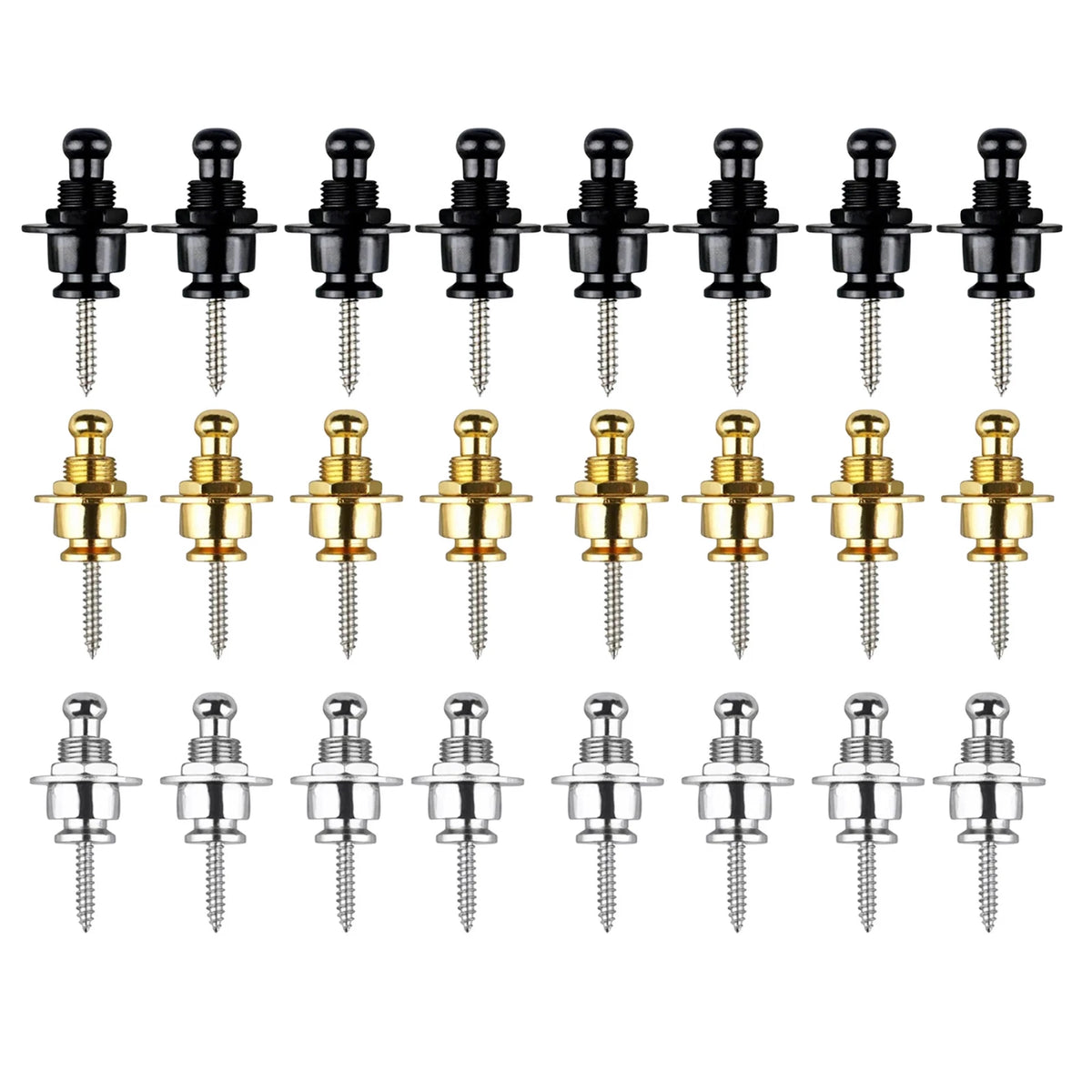 8PC Guitar Bass Strap Lock Security Fastener Metal Button