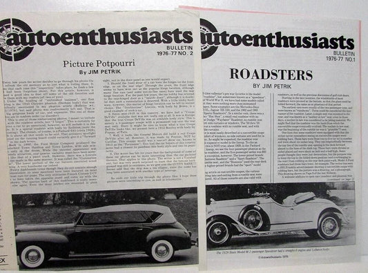 Set of 4 Auto Enthusiasts International Newsletters for Car Club (1976–1977)