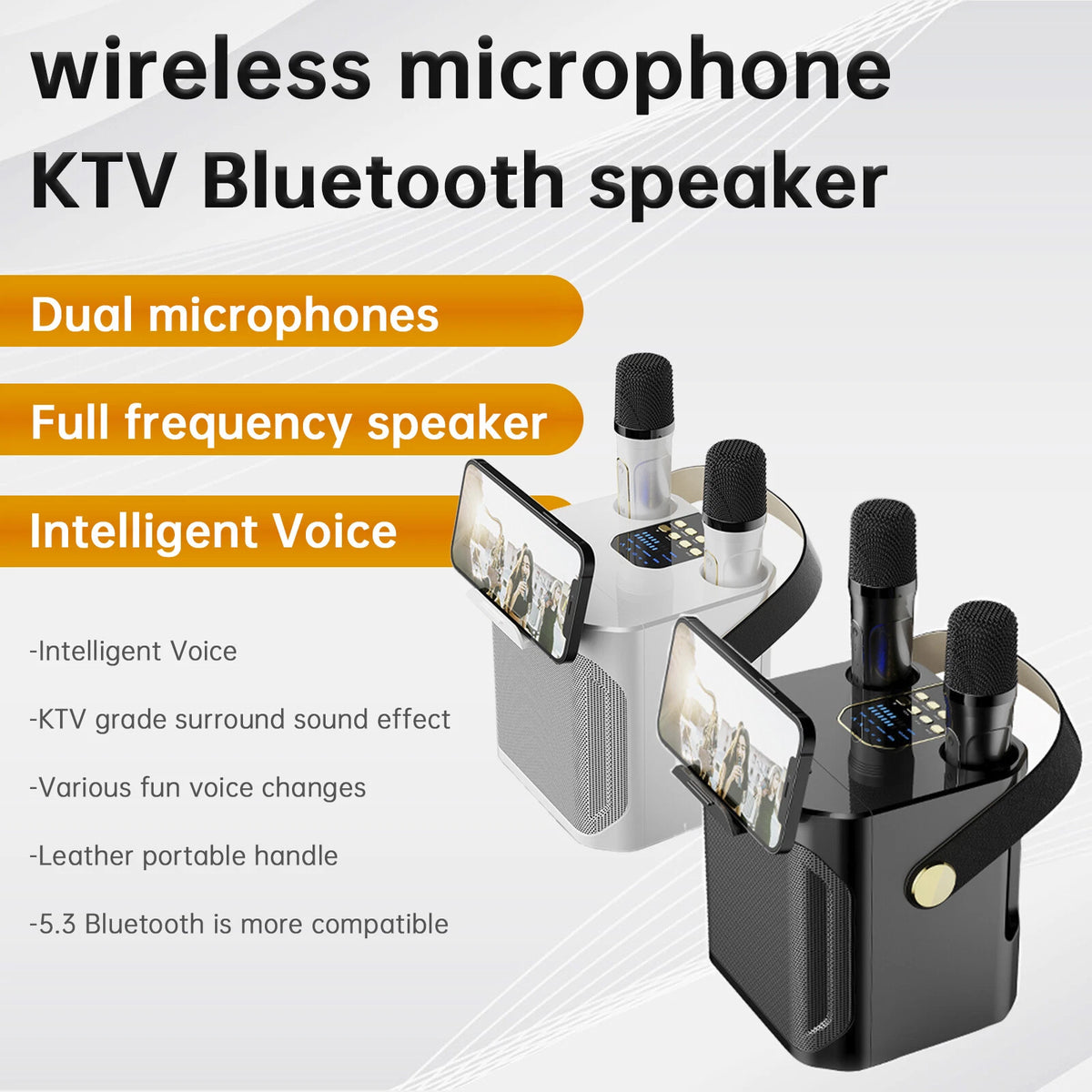 2X Wireless Bluetooth Karaoke Speakers with Dual Microphones E202-A026-Set