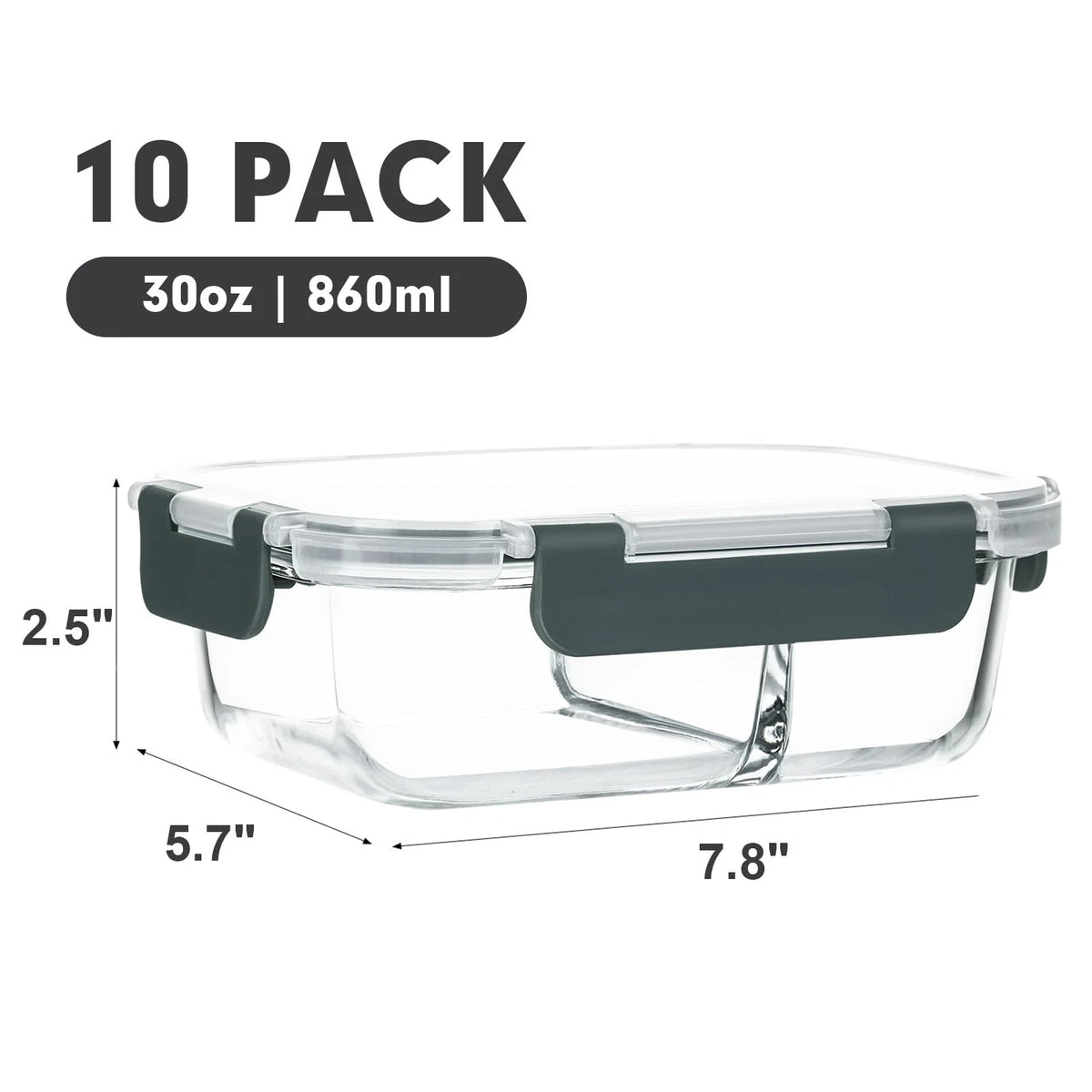 10-Pack Glass Containers for Automotive Use (7.8 x 5.7 x 2.5 inches)