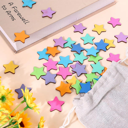 45Pcs Colorful Star Shape Wooden Cutouts for Reward Jar