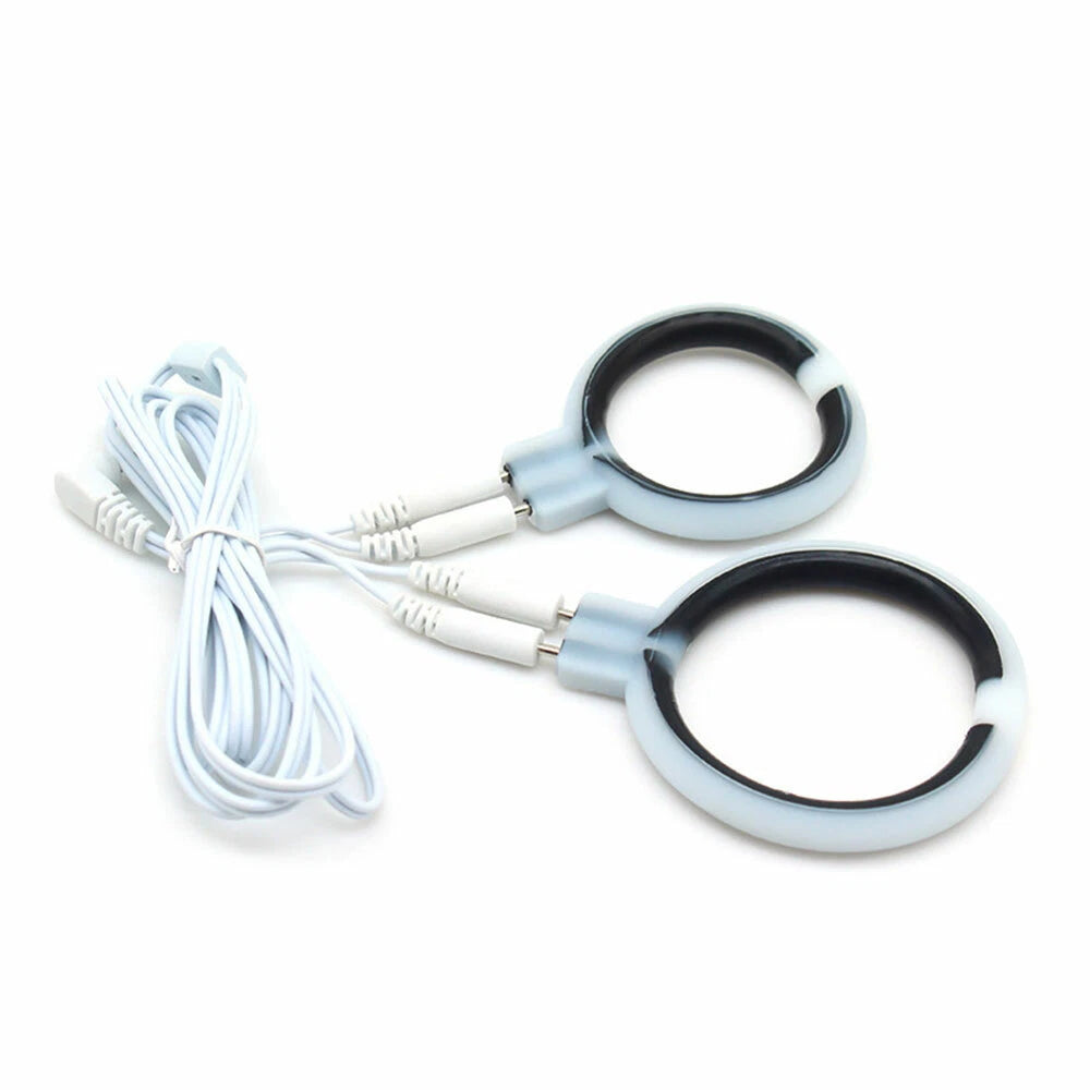 2X Shock Accessory E-stim Conductive Penis Massage Rings for Men