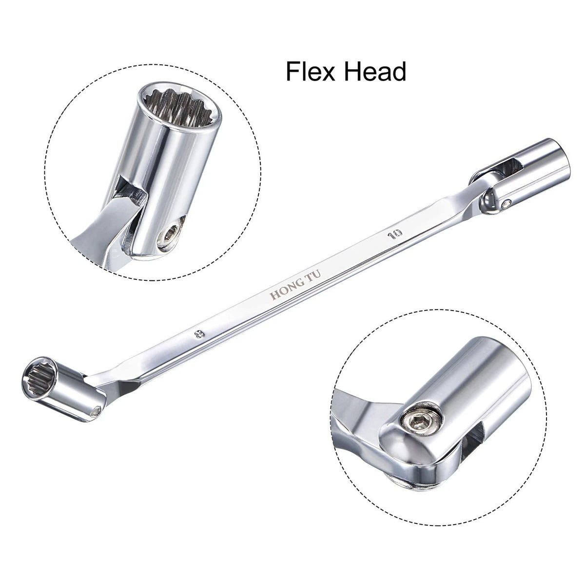 8mm x 10mm Flexible Head Socket Wrench for Automotive Use