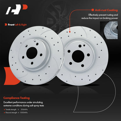 Front Drilled Brake Rotor & Ceramic Pad Set for Mercedes-Benz GLK350 (2010–2015) D1406, S-12135080