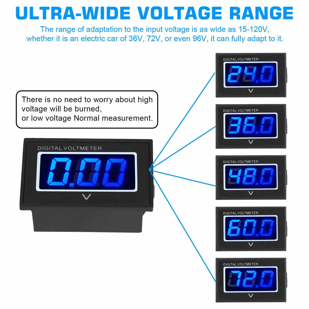2Pcs LED Digital Volt Meter Battery Gauge for Golf Cart (Club Car, EZGO, Yamaha)
