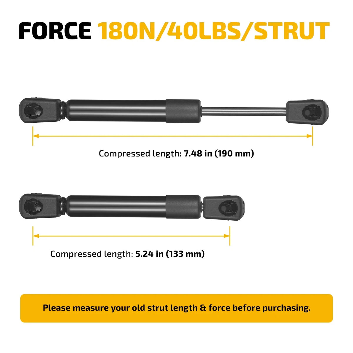 2PC Gas Strut Lift Support for Automotive C1615046 ML1140 (Fits )