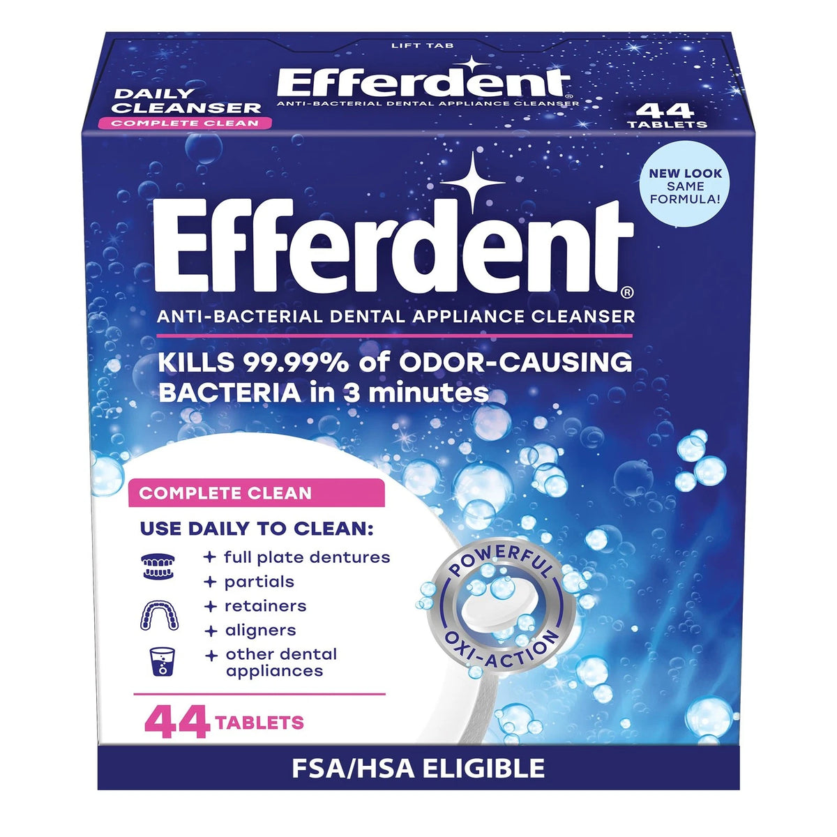 Efferdent Denture Cleanser Tablets, Complete Clean, 44 Count