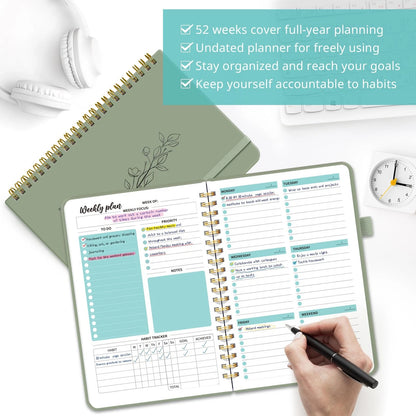 Weekly Planner Notebook with Goal & Habit Tracker
