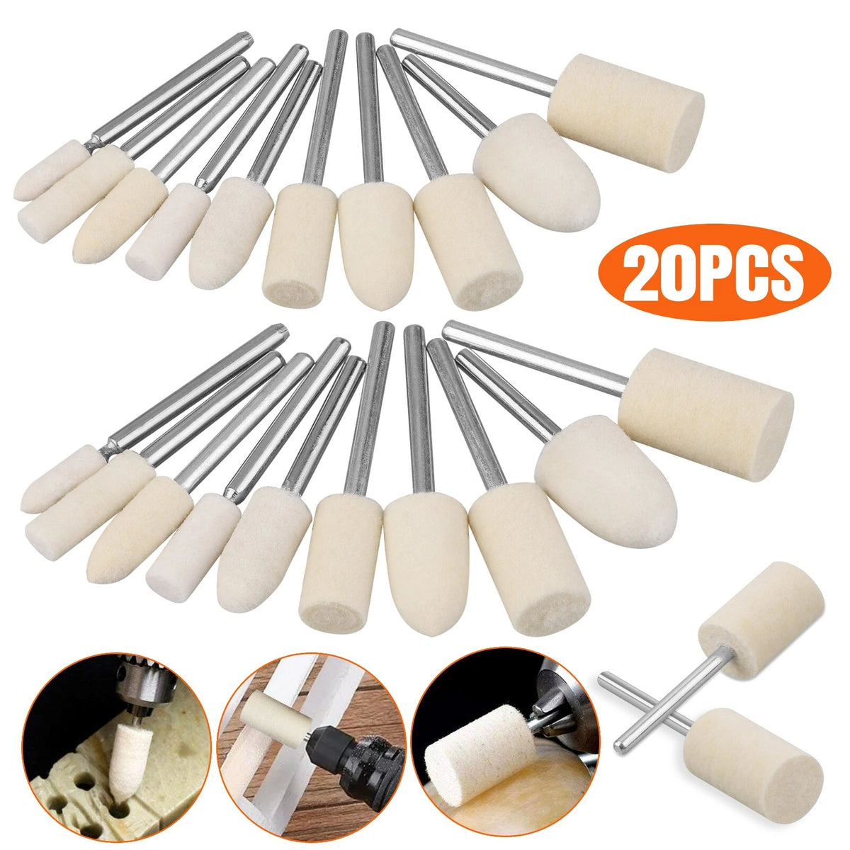 20x Felt Polishing Buffing Pad Wheel for Dremel Rotary Tool