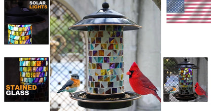 Rain-Proof Solar Bird Feeder with Easy-Refill Top
