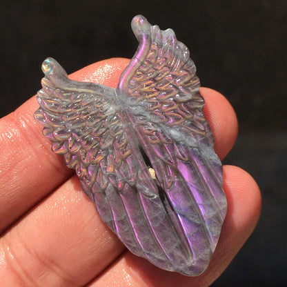 Natural Purple Labradorite Quartz Wing Crystal for Reiki Healing (1pc)