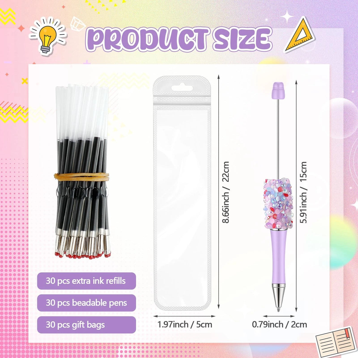 90-Piece DIY Beadable Pens Kit