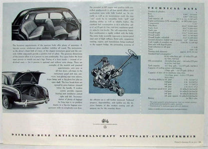 Mercedes-Benz Type 180 Spec Sheet (1954)