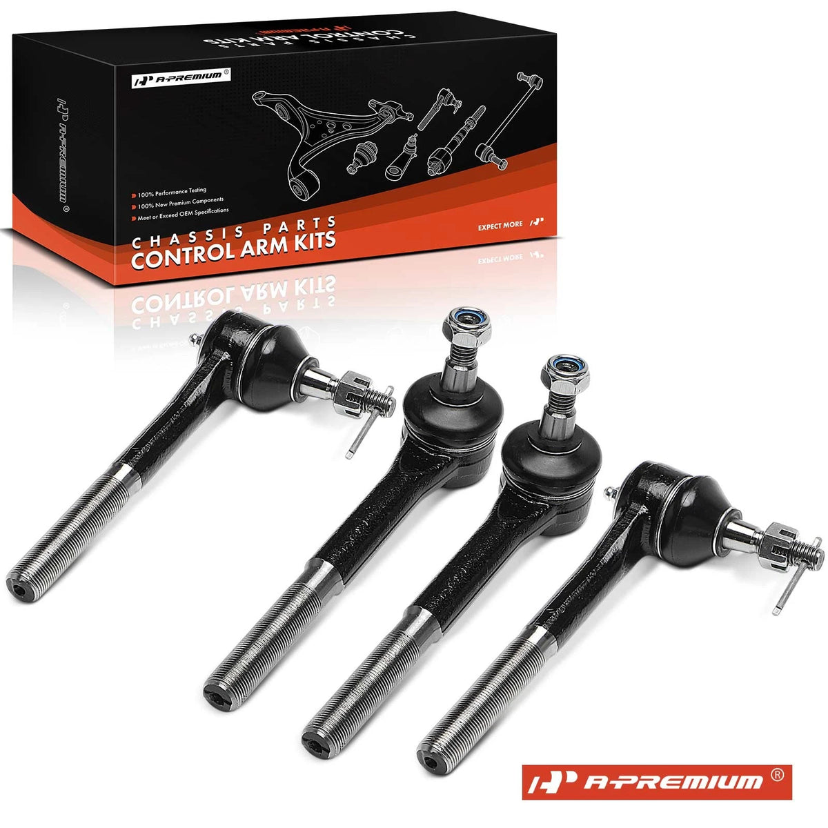 Set of 4 Front Inner & Outer Tie Rod Ends for Chevrolet Astro GMC Safari (AWD)