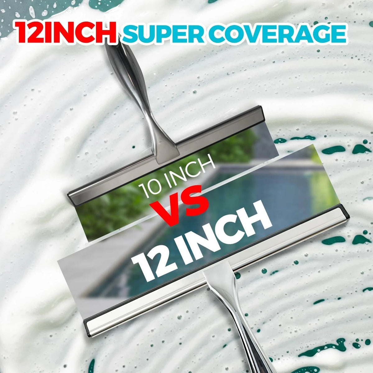 12-Inch Shower Squeegee for Doors, Tile - Silver