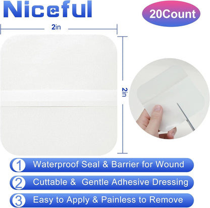 20 Count Hydrocolloid Bandages 2" x 2" Wound Dressing