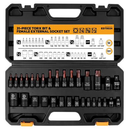 31-Piece Torx Bit Socket Set for Automotive Use