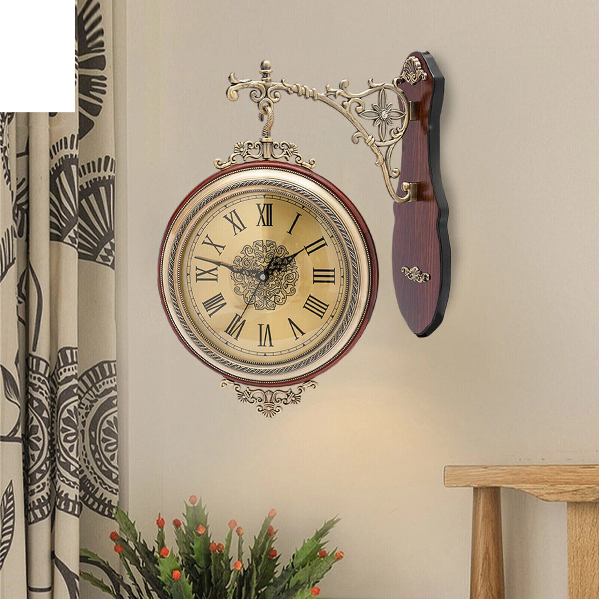 12" Double Sided Antique Style Wall Clock for Home Decor