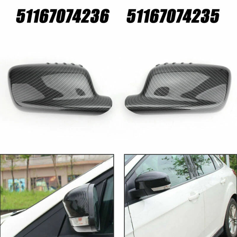 1 Pair Mirror Cover Cap for BMW E46 E65 E66 (51167074236, 51167074235)