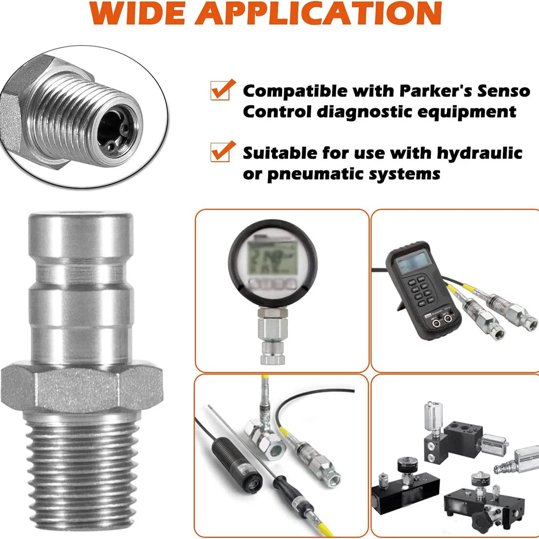 PD343 Steel Test Port Quick Nipple for Parker SC Hydraulic (NPTF)