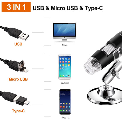 USB Microscope for Android/PC (40-1000X Magnification)