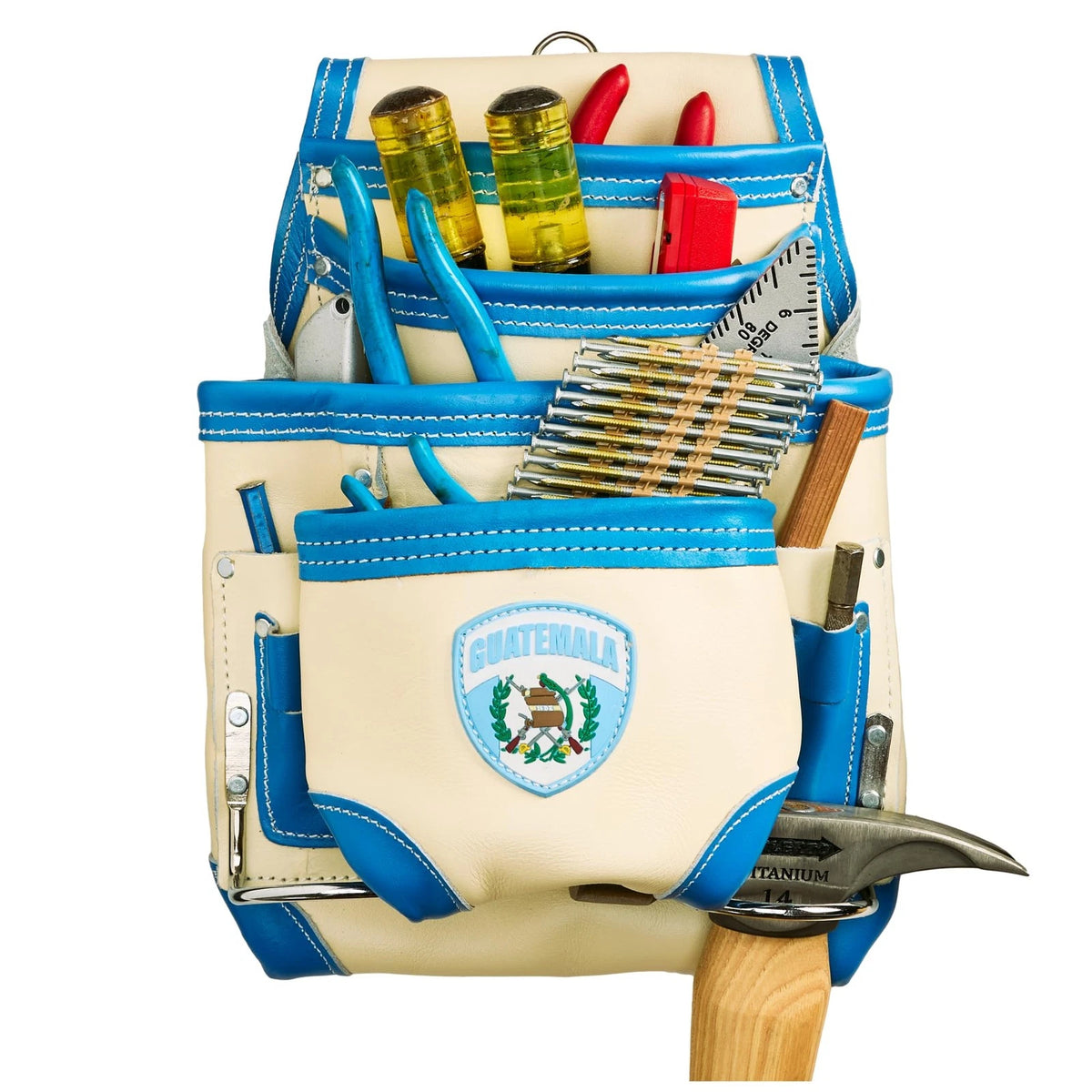 10-Pocket Leather Carpenter Tool Pouch for Heavy-Duty Use