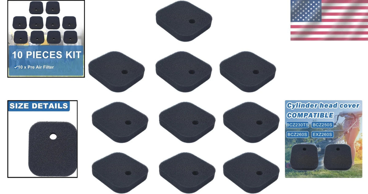 10 Pcs Air Filter Replacement Kit for Red Max Trimmers