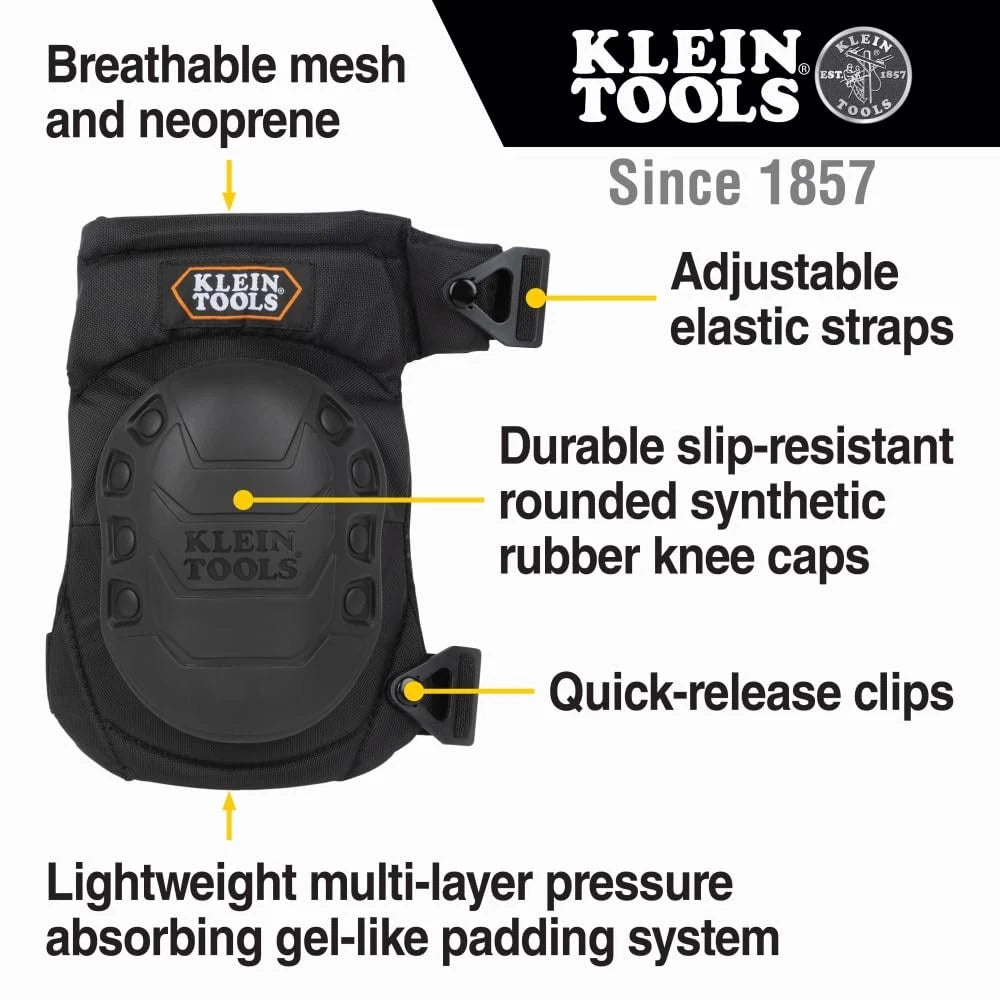 Knee Pads for Klein Tools (60344) - Hinged Gel, Slip-On, Black