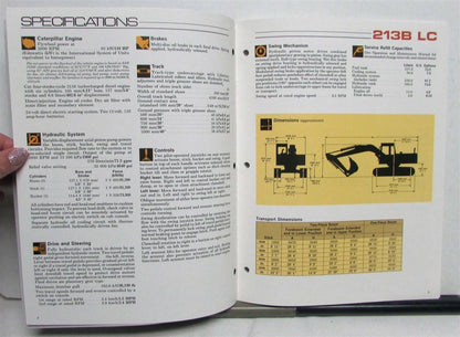 Sales Brochure for CAT 213B LC Excavator (1988)