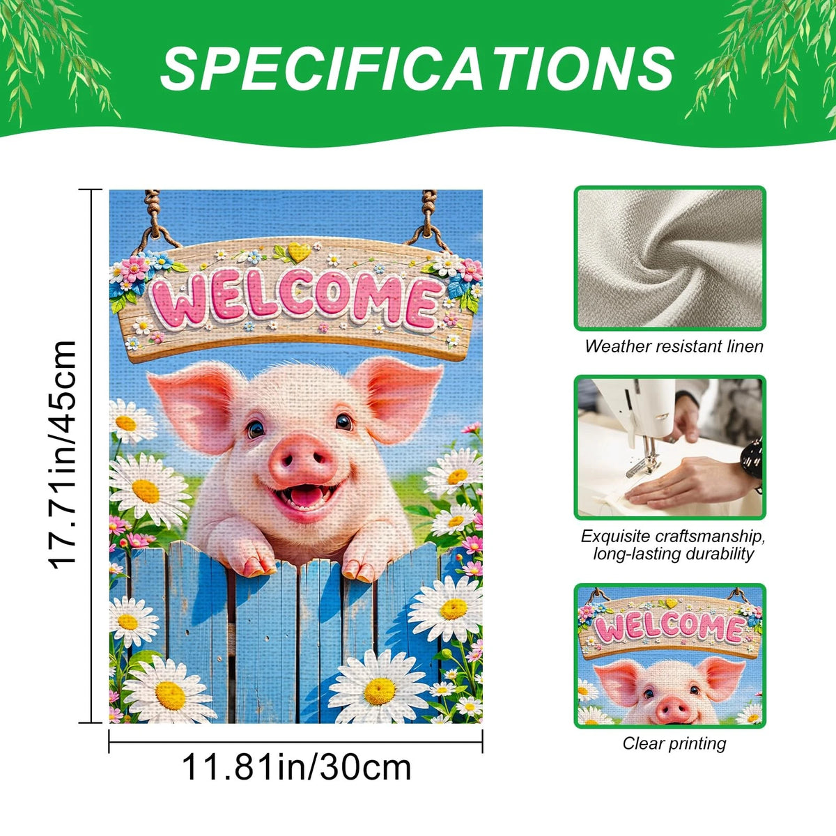 Garden Flag for Welcome Pig Spring (12x18 Inch)