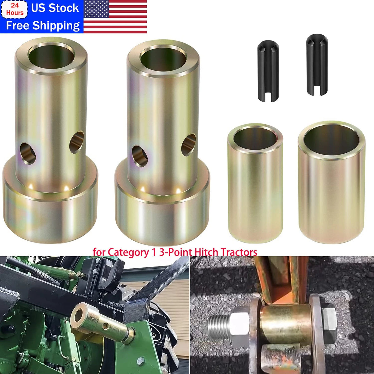 Quick Hitch Adapter Bushing Kit for Category 1 3-Point Hitch Tractors