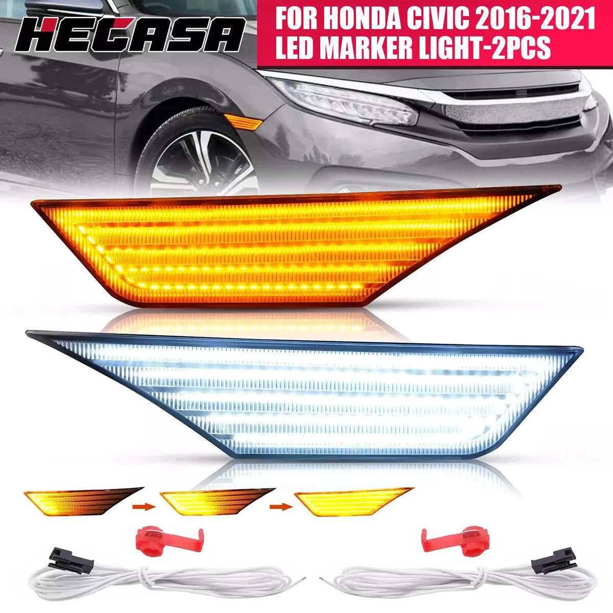Switchback LED Side Marker Lights for Honda Civic 2016-2021
