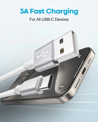 2X Short USB C Cable 1ft for Carplay (A to C) - White
