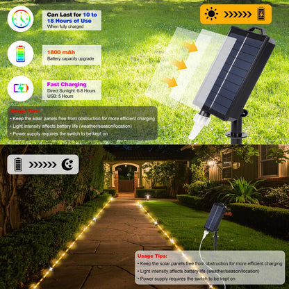 16FT 50 LED Solar Rope Lights with Timer, 18 Colors, Waterproof