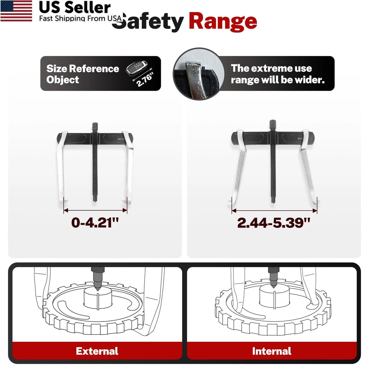 2X 4" 2-Jaw Gear Puller for Automotive Applications (Internal/External)