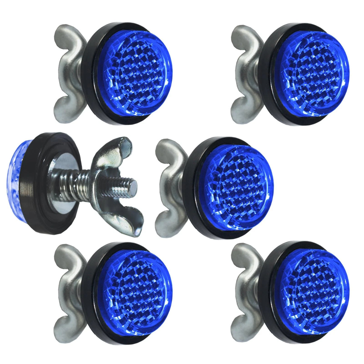 Deep Blue Reflector Motorcycle License Plate Bolts for