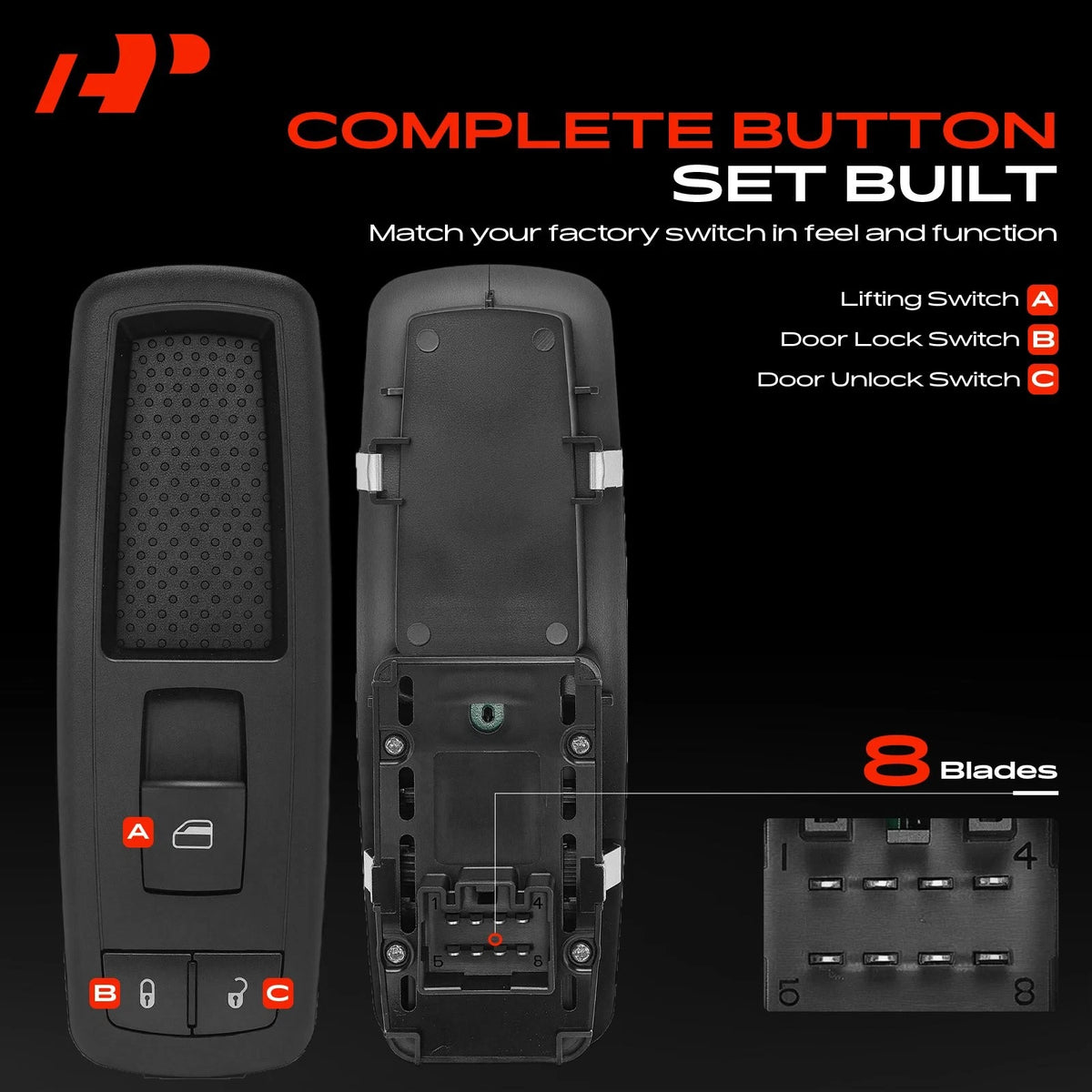 Front Right Power Window Switch for Dodge Grand Caravan (2012–2020) 68110864AA, 68298864AA, DWS1835