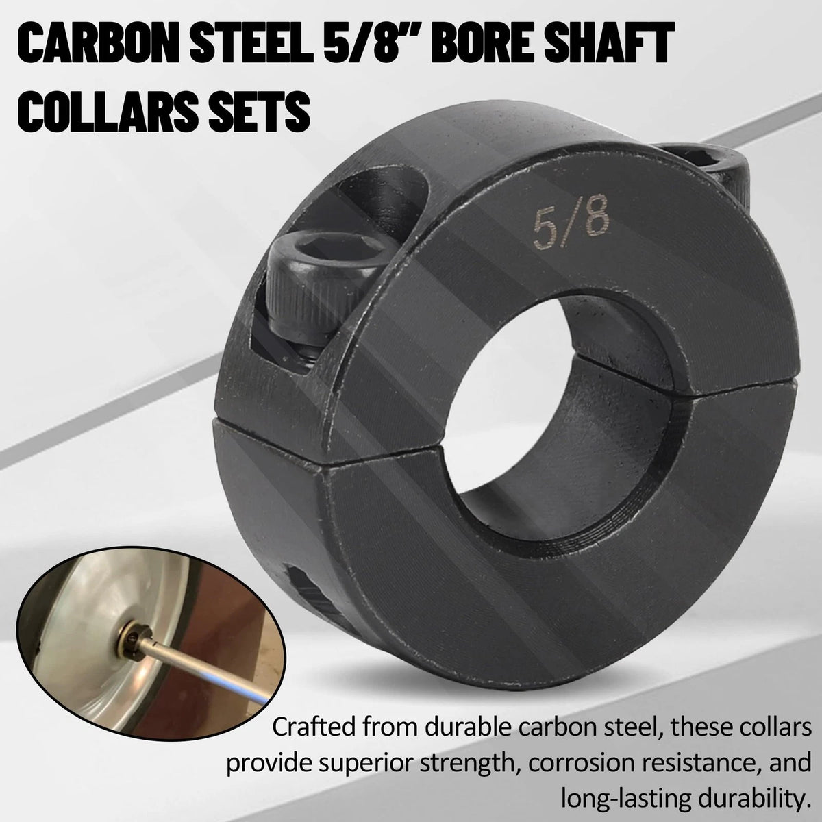 4X Double Split Clamp-On Shaft Collars 5/8" Bore for Universal Fit