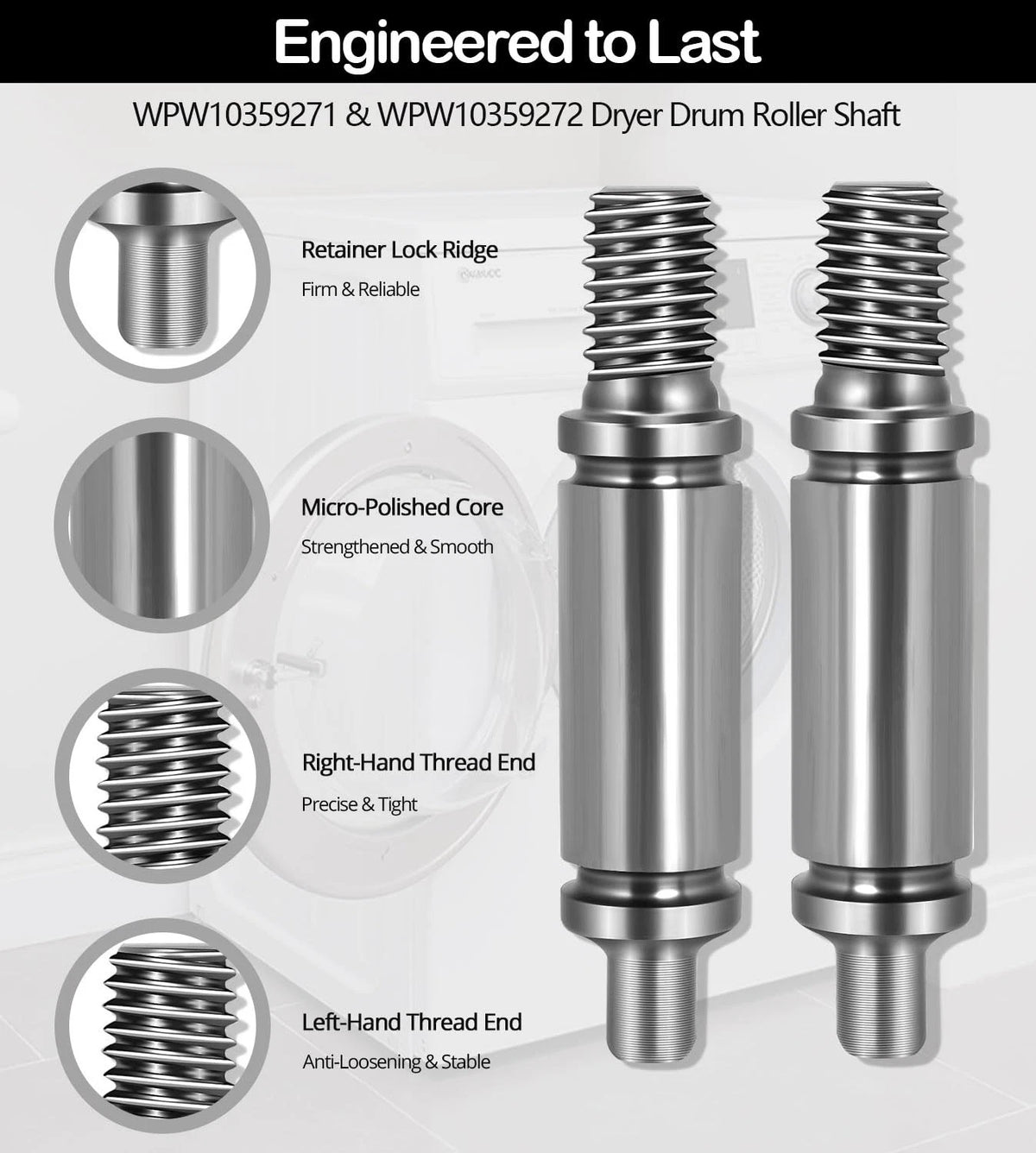 Full Kit (4 Pack) Dryer Drum Support Roller for