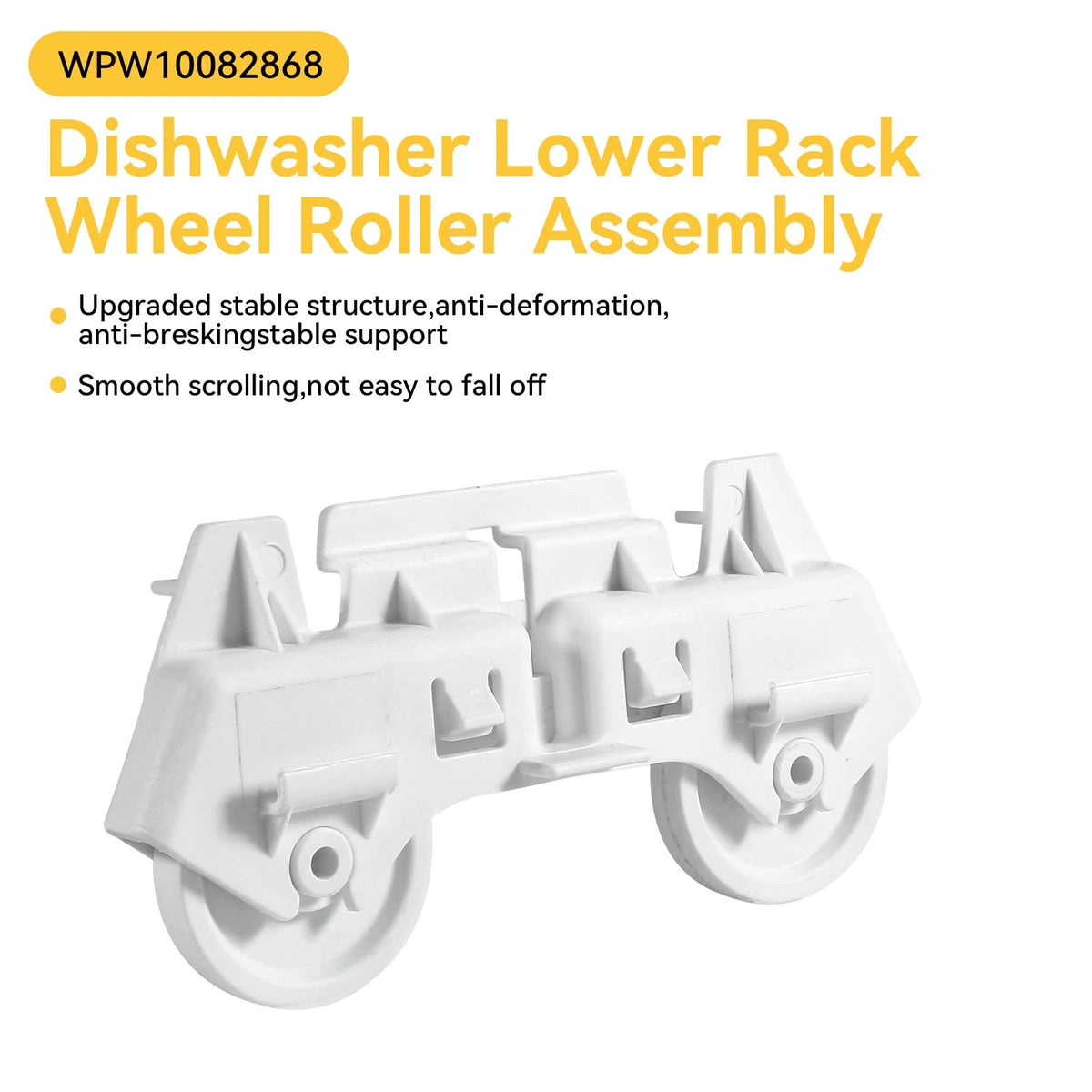 Lower Rack Wheel Roller Assembly for Dishwasher (WPW10082868)